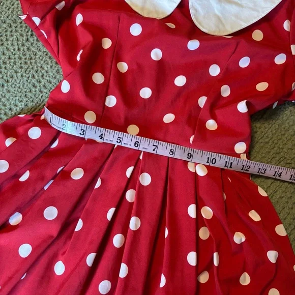 Bonne Chance Minnie Mouse Red Polka Dot Dress Disney - Picture 7 of 11